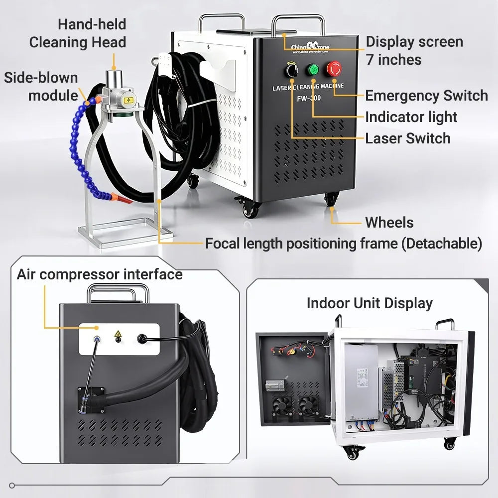 Scotle EU Warehouse 300W Air-cooled JPT 2mj 5mj 15mj Pulsed Laser Cleaning Machine Cleaner for Metal Wood Clean Oil/Paint Remove