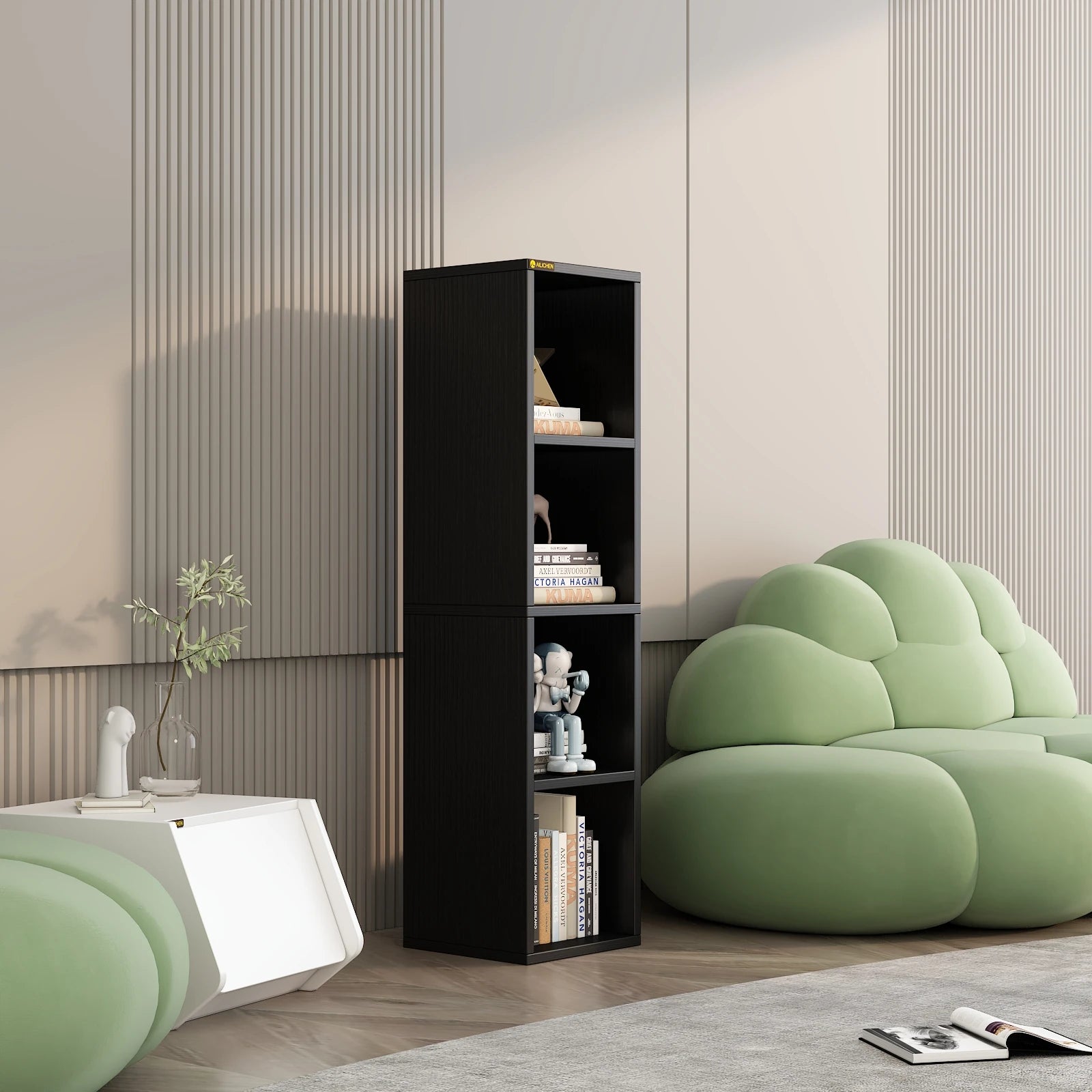 YQ FOREVER New Design Four Story Bookshelf Wooden Cabinet Living Room Furniture