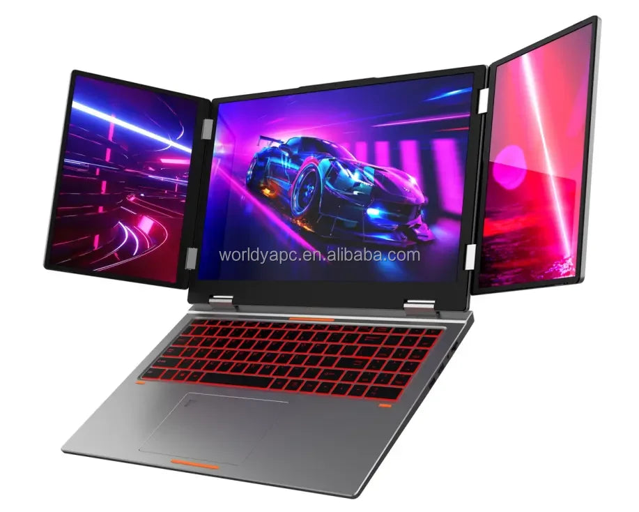 New Factory Price Intel Three-Screen Ultra Slim Laptop Touch Screen Face Recognition Fingerprint Unlock Metal Body Business Use