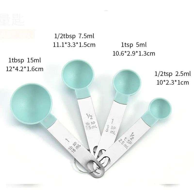4pcs Kitchen Tools Measuring Spoons cups Set steel handleTeaspoon Coffee Sugar Scoop Cake Baking Cooking Gadgets
