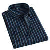 Men's Classic Stripe Satin Long Sleeve Shirt Breathable Business Office Dress for Autumn Season