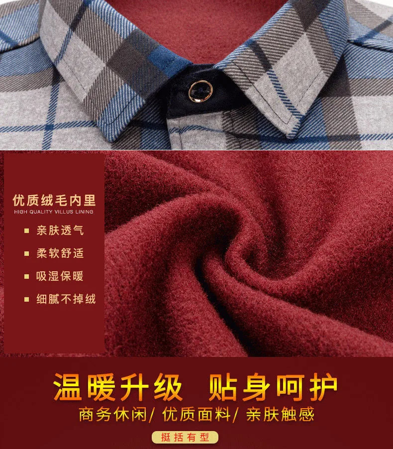 2026 winter Men's fashion smart casual striped long Sleeve Shirts,autumn men thicken Shirt Slim Fit Shirt Male full size M-4XL