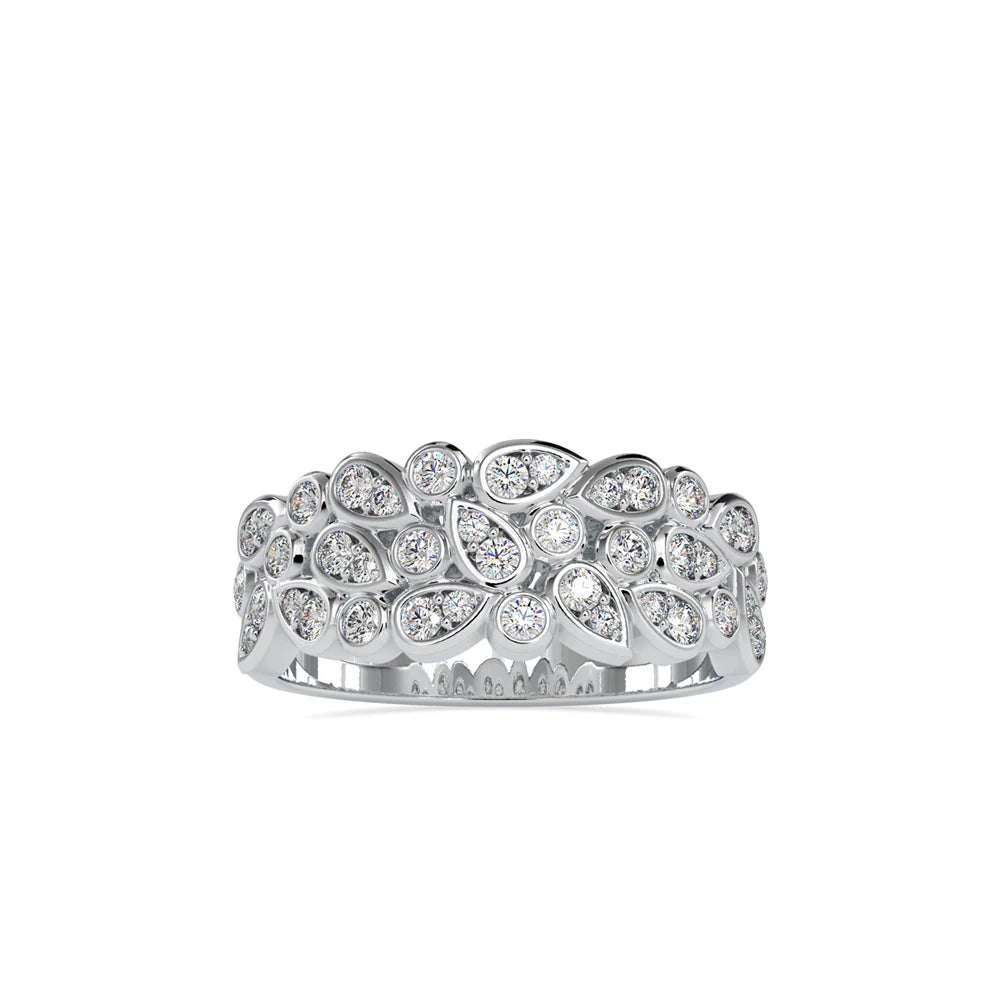 Premium Price Women's Round Engagement Ring 40 Lab Grown Side Stones VS-VVS Clarity Certified Silver Plated Fancy Band Jewelry