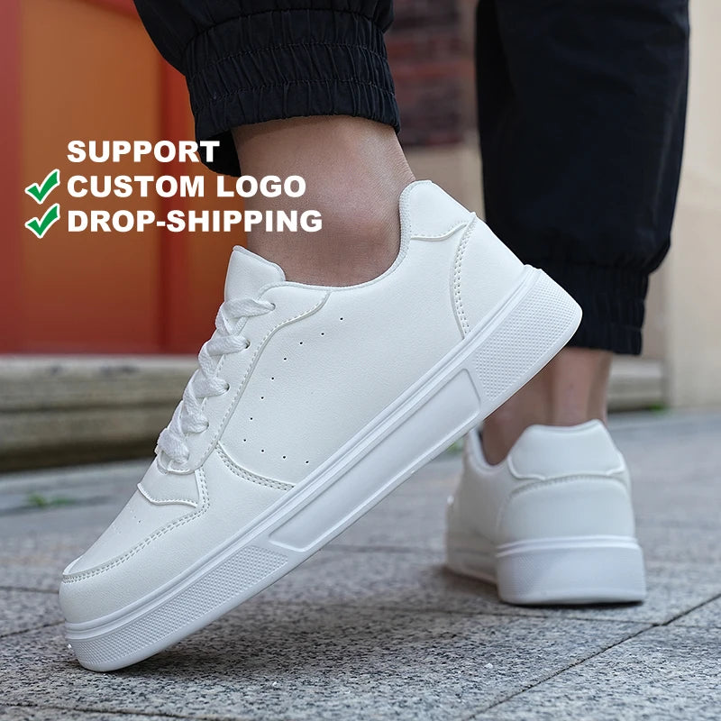 High Quality Casual Shoes Lace up Lightweight Comfortable Breathable Couple's Board White Men's Women's Walking Sneakers