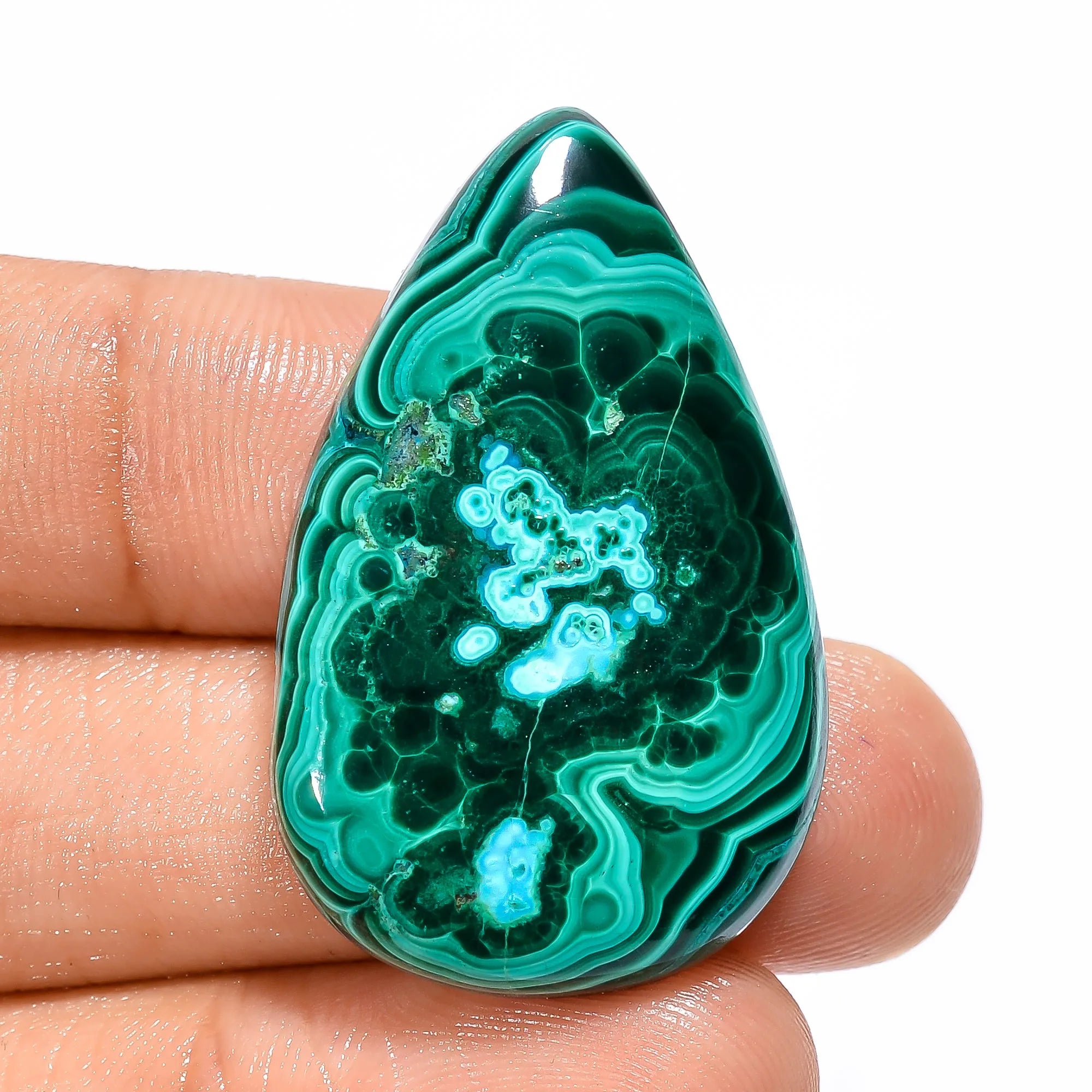 100% Natural Green Malachite Multi Shape 62.5 Ct. IK-249 Cabochon Gemstone 35X22X6 mm Jewelry Pendant Ring Loose Gemstones Third