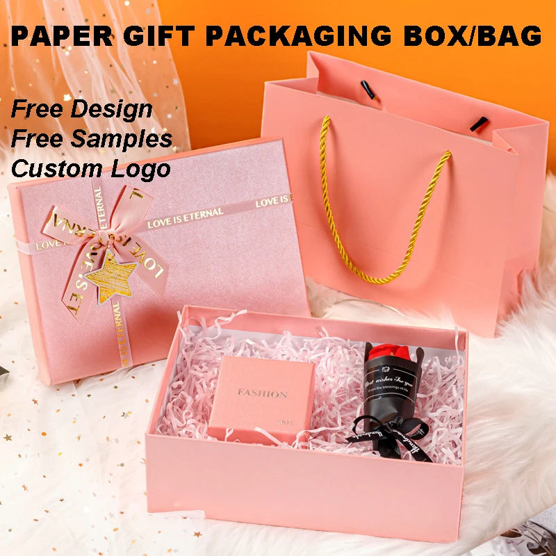 Wholesale Bow Pink Women Perfume Scarf Lipstick Packaging Cardboard Gift Box Custom Luxury Elegant Christmas Gift Box Packaging