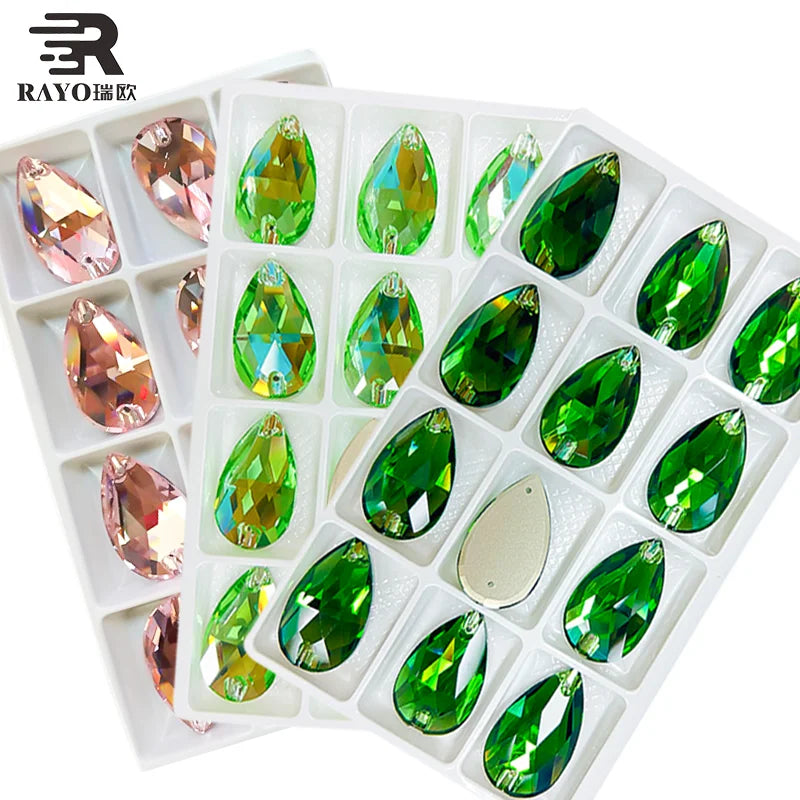 Super Shiny Multi-Color Glass Stone Sew-On Rhinestones for Evening Dress Necklace Earrings Bag Shoes-Special Shape Technique