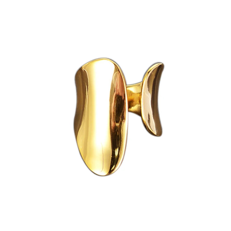 WuQie Classic Irregular 18K Gold Plated Sterling Silver 925 Jewelry Glossy Wide Surface Rings