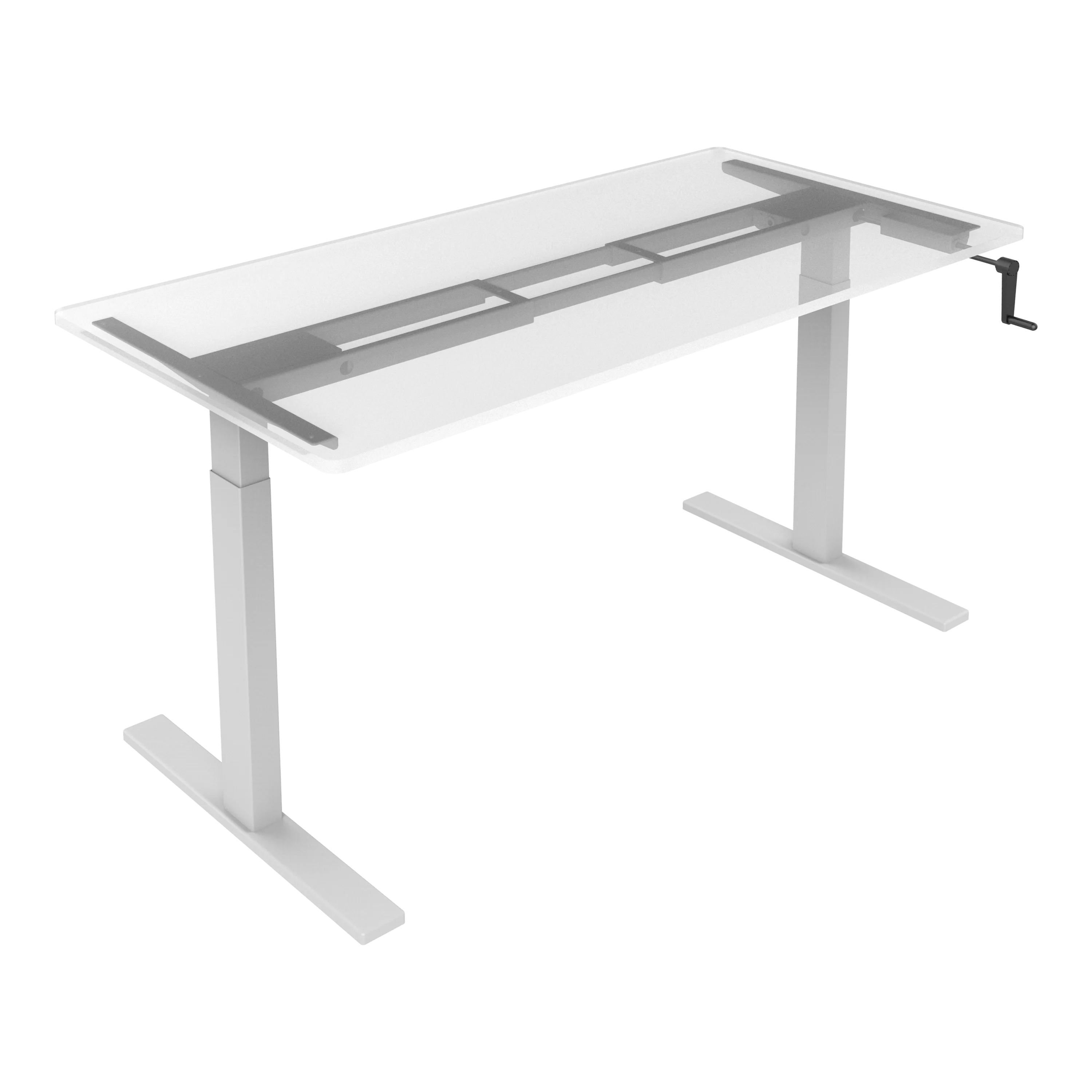 Ergonomic Sit Stand Workstation Hand Crank Height Adjustable Standing Desk for Home and Office