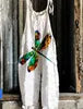S-3XL Summer Women's New Sweet Small Fresh Print Retro Wide Leg Jumpsuit Printed Floral Cami Jumpsuit