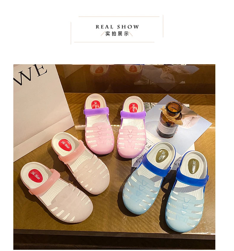 New Summer Jelly Sandals Women Outdoor Casual Slip On Garden Beach Shoes Female Rubber Clogs Non-slip Slides Breathable Slippers