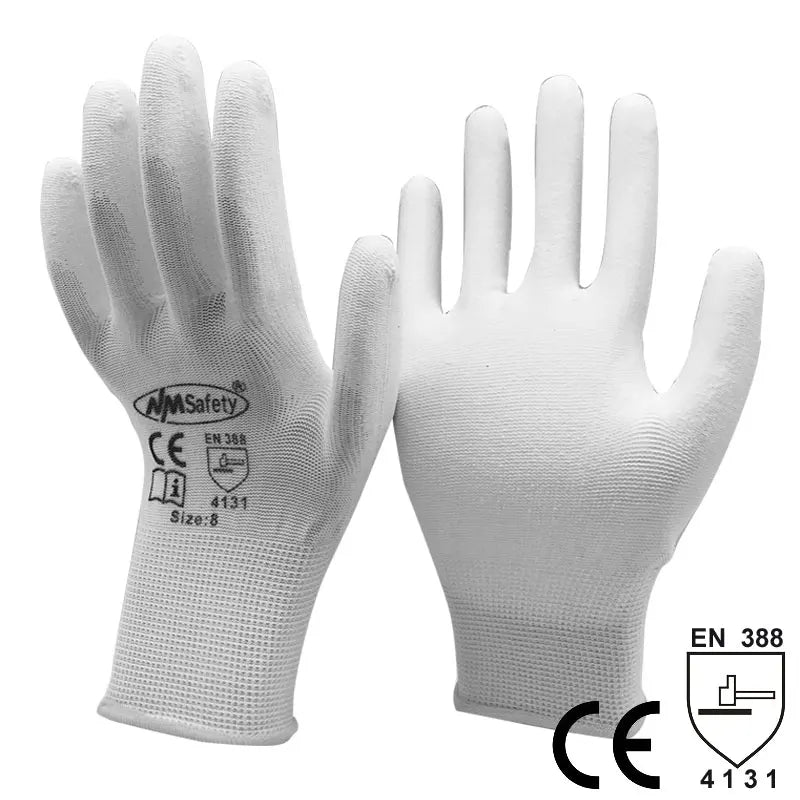 12 Pairs Safety Protective Coated PU Work Gloves Palm Coated Glove Mechanic Working Gloves CE Certificated EN388 4131X