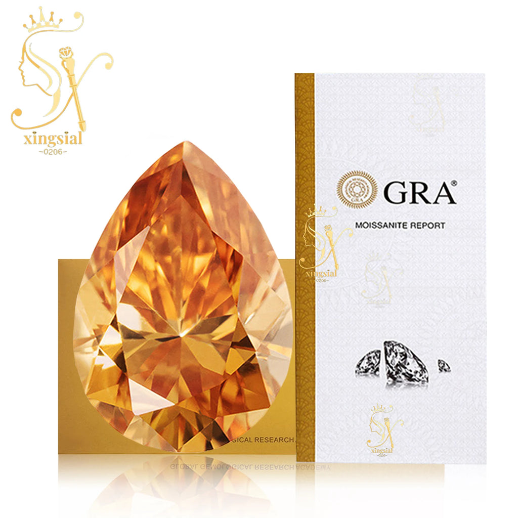 Xingsial 4x6mm 9x13mm Multiple Color VVS1 0.5ct 5ct GRA Certificated Pear Cut Synthetic Diamond Gemstone Loose Moissanite Stone