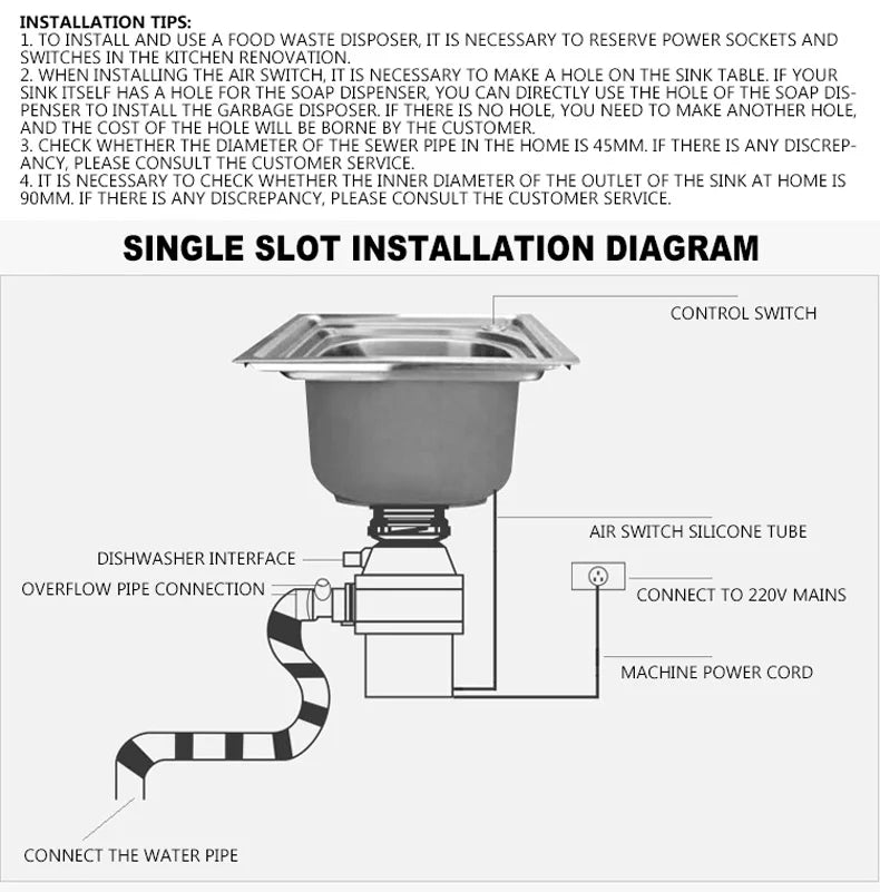 Garbage disposer kitchen sewer Chopper Food Waste Disposer Food Garbage Processor Household Shredder Domestic Waste Disposer