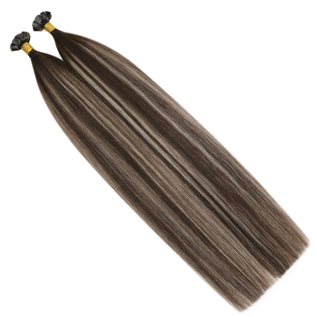 Ugeat Flat Tip Hair Extensions 14-24" Natural Straight Flat Tip Keratin Hair Extension 50/100g Remy Pre Bonded Hair Extensions