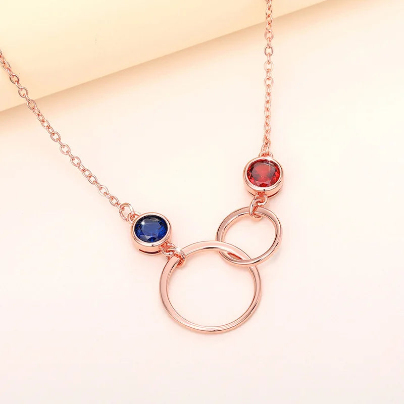 Minimalist Double Circle Pendant Necklace for Women Micro Paved Fashion Jewelry