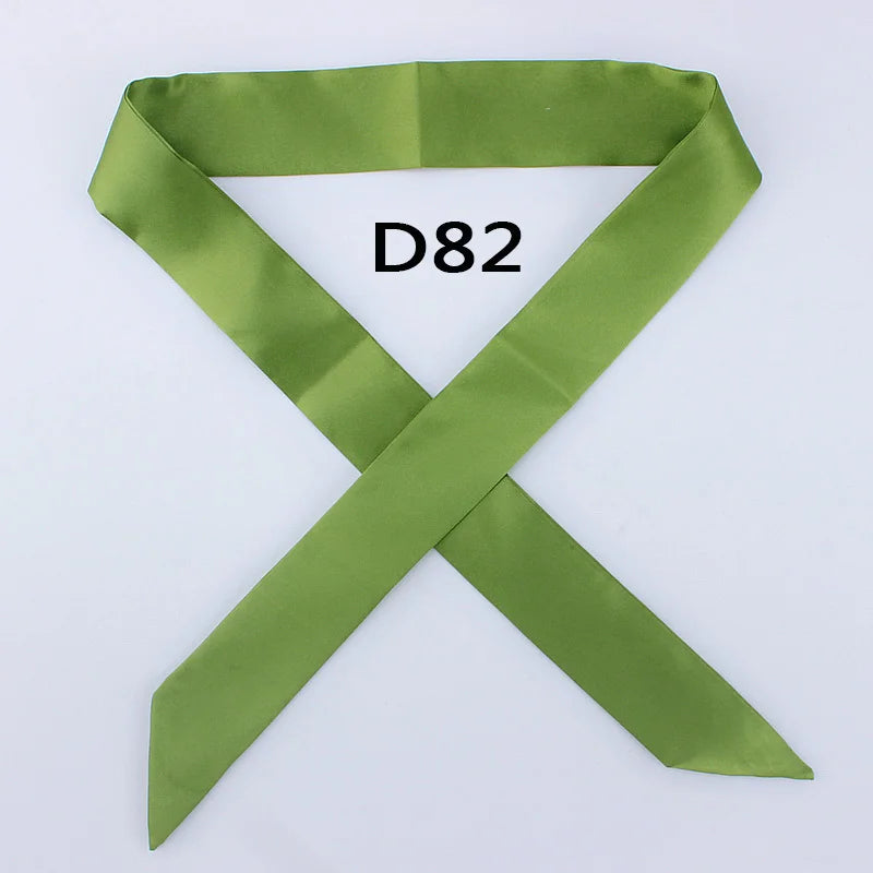 Hot Fashion New Twill Emulation Silk Solid Bag Scarf Women Small Scarf Ribbon Handbag Hair Long Shawl Bandana Luxury Head Scarf