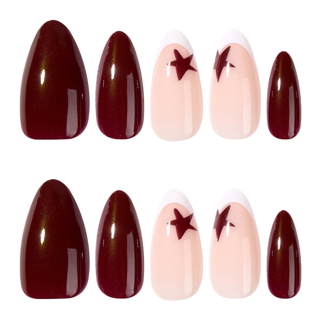 Dropshipping 24pcs 4377 French Short Almond Romantic Art Acrylic Press on Nails Artificial Fingernails False Nails