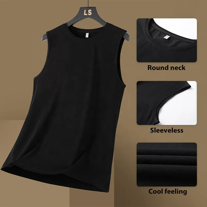 Summer Thin Cool Sports Sleeveless T-shirt Breathable Sweat Absorbing Fitness Loose Sports Men's Tank Top