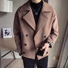 Trendy Brand Autumn Winter New Men's Cropped Jacket Korean Style Casual Fashion Woolen Overcoat Warm Net Red Version for Men