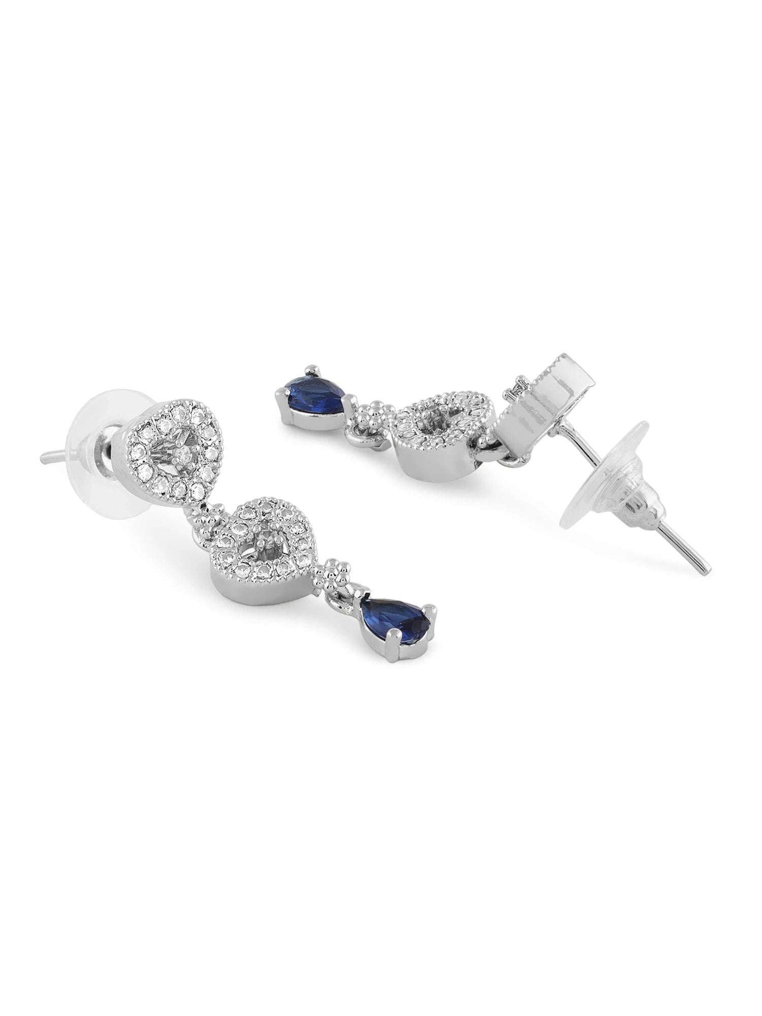 Exquisite CZ Wedding Party Necklace and Earring Set Rhodium Plated Bridal Jewelry for Women's Accessories