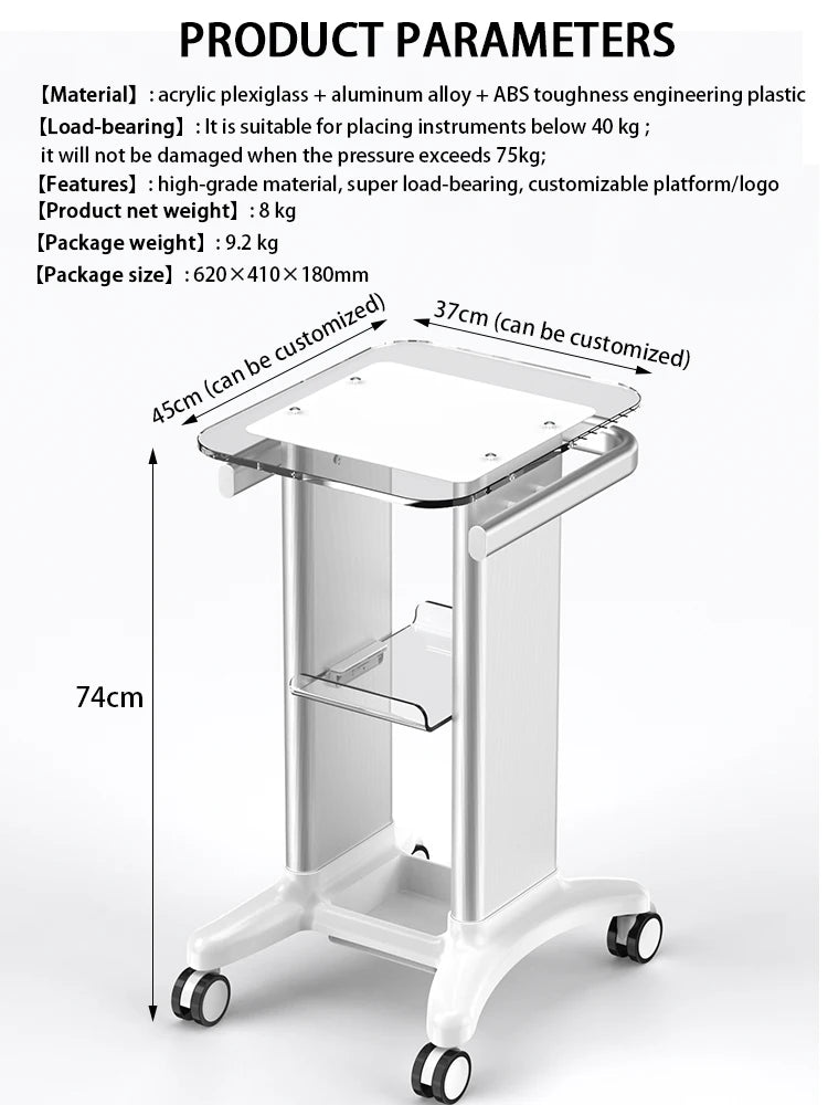 Factory Hot Sale Modern 50x40x20 Beauty Instrument Rolling Movable Trolley Stand