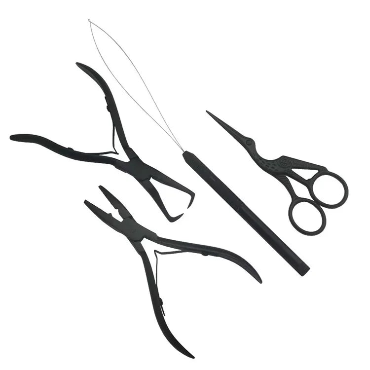 Xuchang Harmony Salon Kit Hair Extension Tools With Micro Rings Beads Opener Closer Pliers Loop and Crane Scissors Rainbow 1 Set