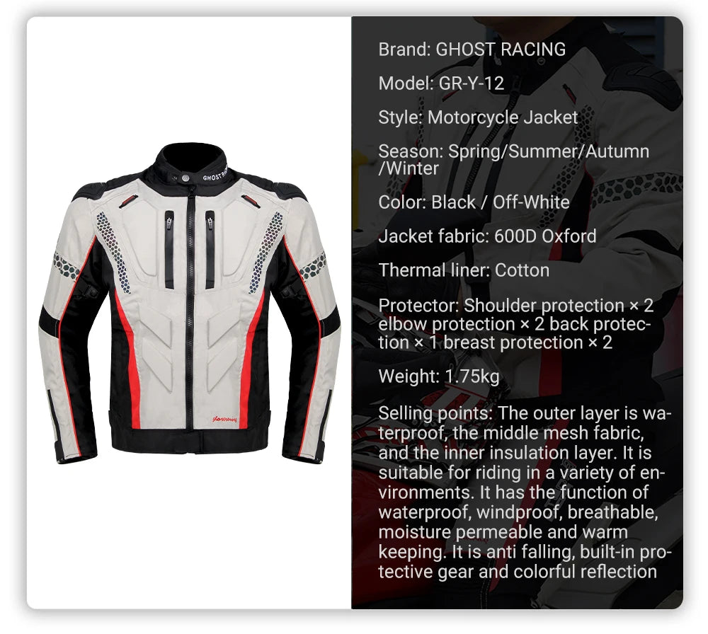 Motorcycle Jacket and Pants Suit Set Waterproof Windproof Protective Riding Gear for All Seasons Touring and Commute