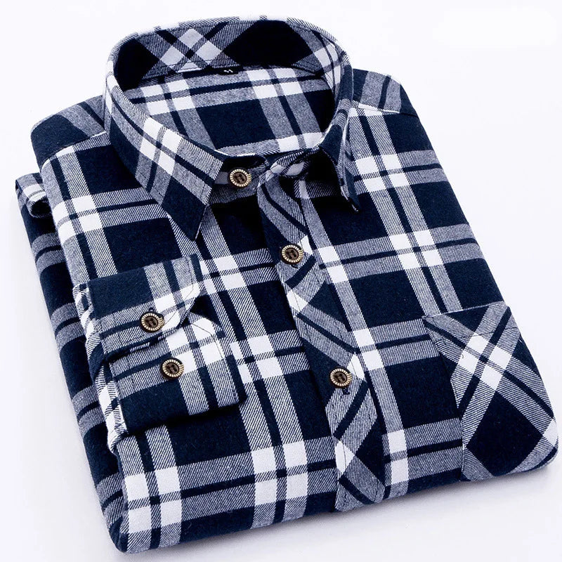 RNSHANGER Autumn New Mens Plaid Shirt Casual Male Business Office Red Black Checkered Long Sleeve Plus Size Shirts 4XL 5XL