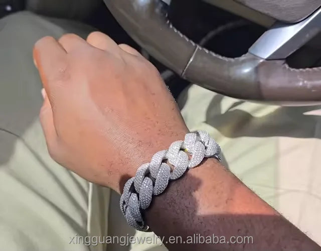 Ready to Ship Diamond Cuban Bracelet 6mm-22mm S925 Silver Hip Hop Bracelet Full Iced Out Moissanite Cuban Bracelet for Men