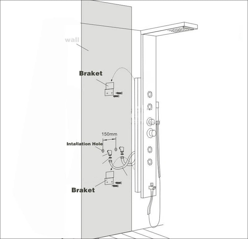 LED Light Shower Panel Faucet Waterfall Rain Shower Head SPA Massage Jets Shower Column Tower Digital Water Temperature Display