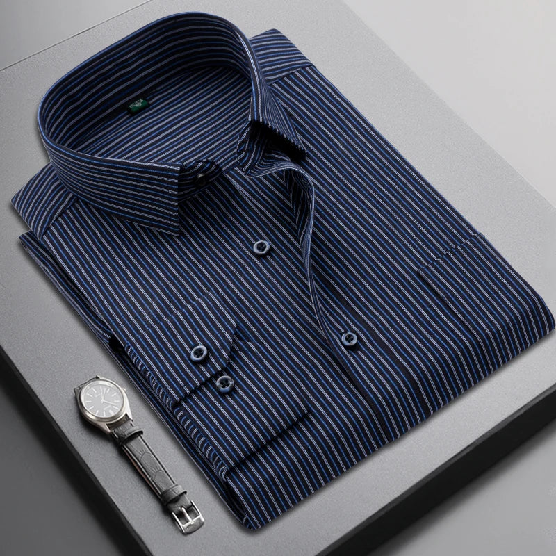 Brand New Men Shirt Male Dress Shirts Striped Men's Casual Long Sleeve Business Formal Plaid Shirt camisa social