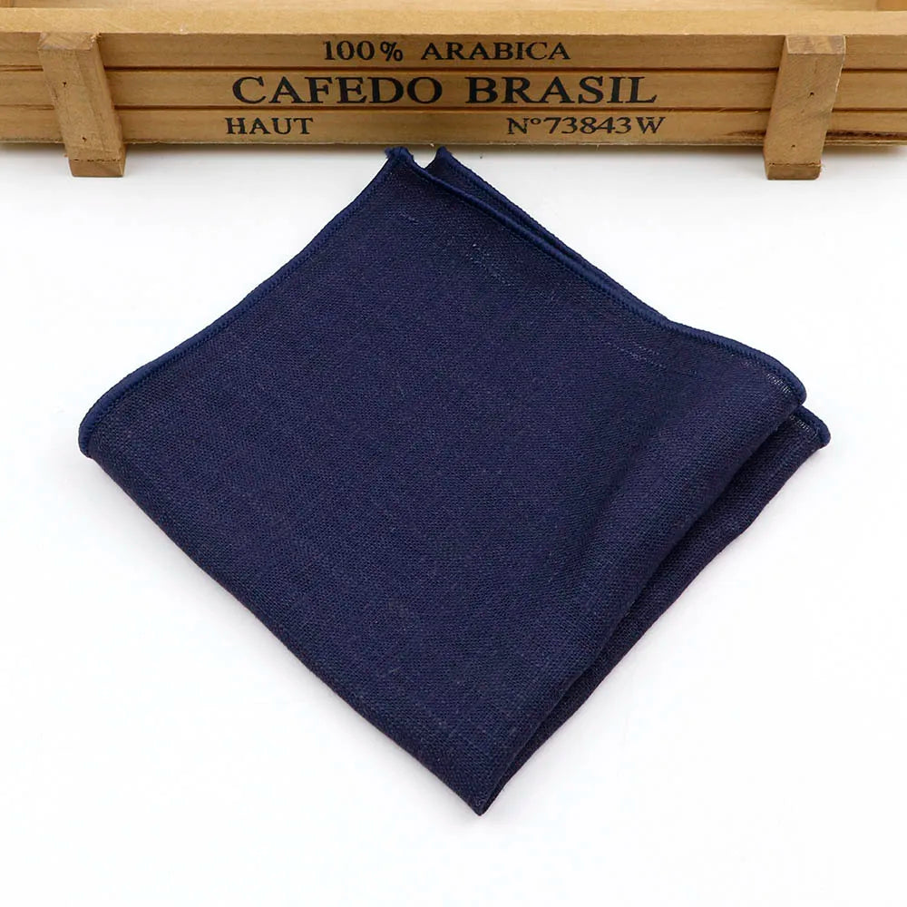 New Solid Color Pocket Square Green Navy Colorful Handkerchief Cotton Polly Texture Pocket Men's Accessories Business Wedding
