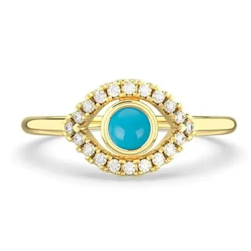 Natural Turquoise Birthstone Ring 925 Sterling Silver Gold Plated Classic Constellation Design Minimalist Women's Ring