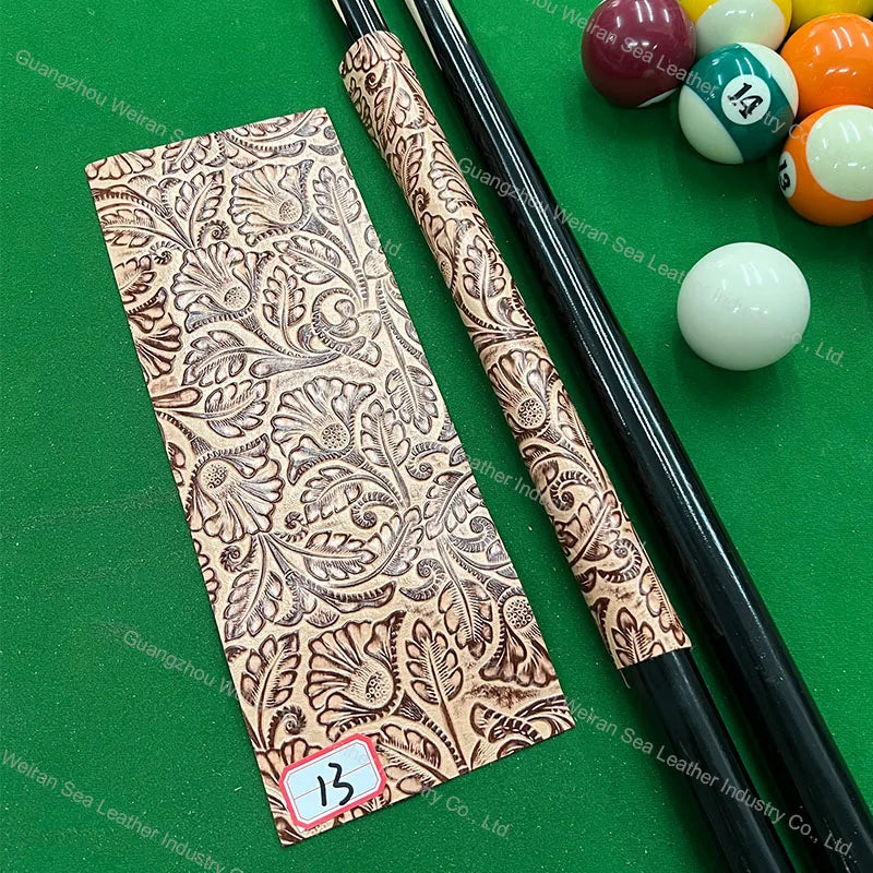 Genuine Cow Skin Pool Billiards Cue Grips Non-Slip Protective Sleeve Wrap with Different Print Pattern Genuine Leather Club Wrap