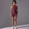 Women's Casual One-Piece Zipper Sports Yoga Pants Quick Dry Pleated Fitness Jumpsuit Peach Hip Yoga Jumpsuit