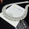 Lifeng Jewelry 20mm 4rows VVS Moissanite Cuban Link Chain Bracelet Sterling SIlver Diamond Hiphop Moissanite Cuban Chain for Men
