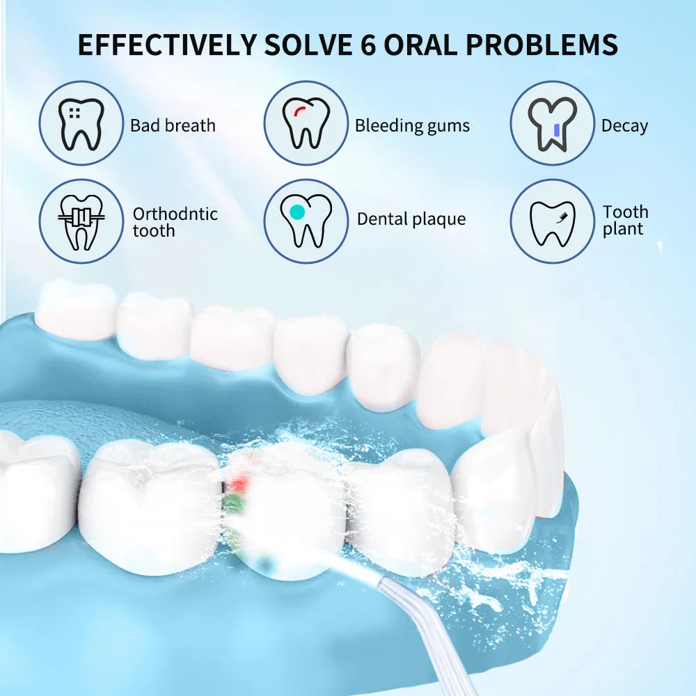 Portable Mini IPX7 Cordless  Water Dental Flosser for Teeth 3 Modes 4 Nozzle Tooth Cleaner Oral Irrigator Water Flosser