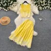 2026 Summer New Fashionable Embroidered Jacquard Vest High Waist Pleated Skirt Women's Set