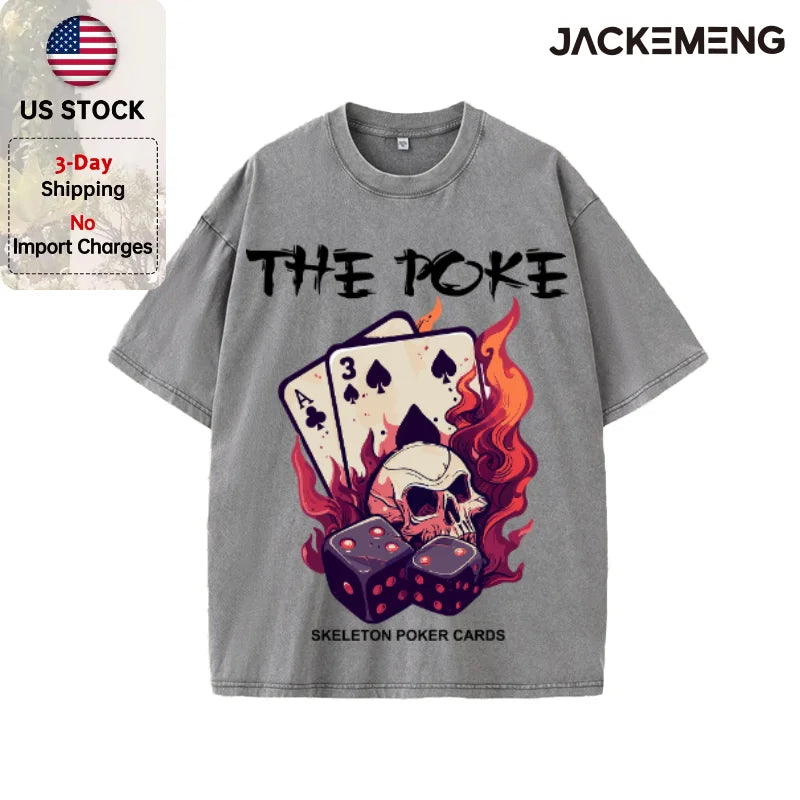 Oversized Vintage Retro Gothic Skull Streetwear Print Tshirt USA Stock Wholesale Y2K Casual Tee