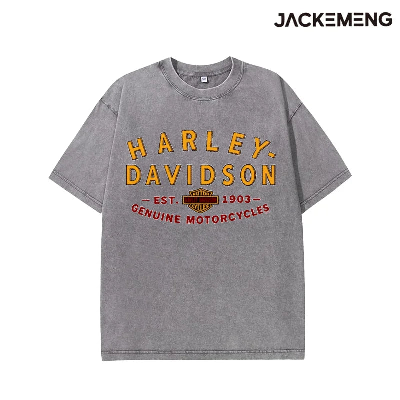 Oversized Vintage Biker Streetwear Print Tshirt USA Stock Wholesale Y2K Casual Tee