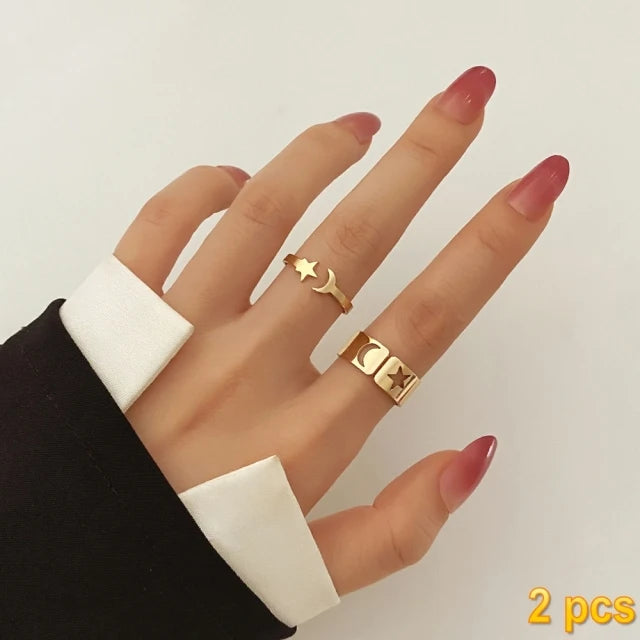 Trendy Gold Butterfly Rings for Women Men Lover Couple Rings Set Friendship Engagement Wedding Open Rings N2203181
