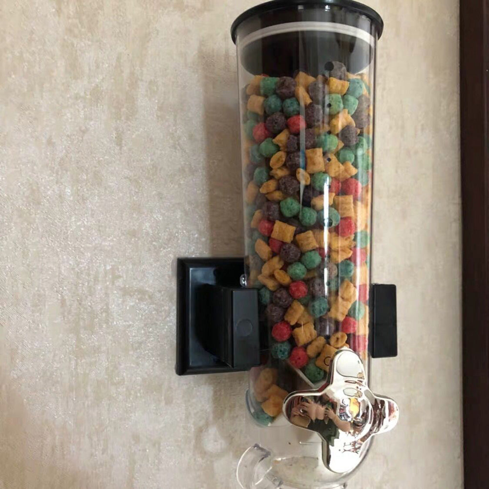 Kitchen Storage Food Organizer Wall Mounted Dry Food Cereal Dispenser Snack Grain Plastic Storage Container Box Rack for Home