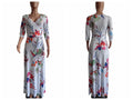 Autumn Fashion Plaid Printed Long Swing Dress Vintage Style Sexy Deep V Quarter Sleeve Boho Maxi Dress ESMR8834