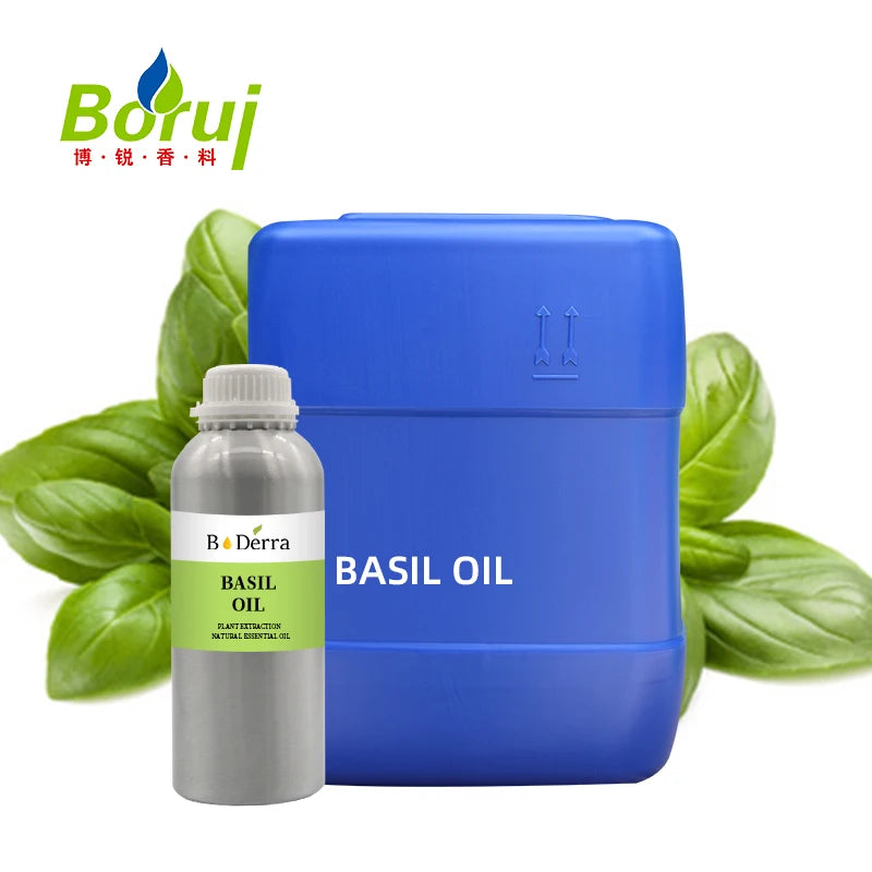 Top Grade 1kg Package Pure Sweat Basil Essential Oil Steam Distilled Borui Brand 24 Months Shelf Life Aromatherapy for Cosmetic