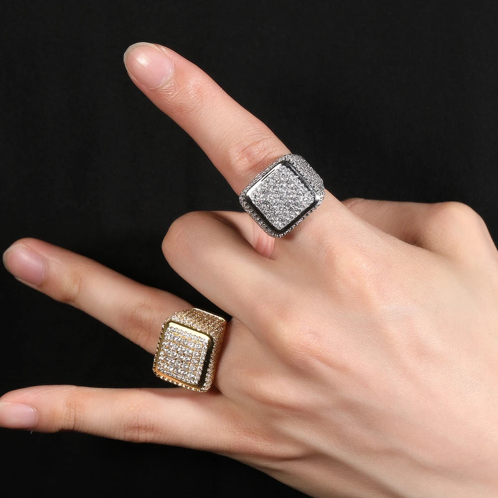 UWIN Square Shape Rings Round Diamond Bling Bling Women Men Rings Fashion Jewelry