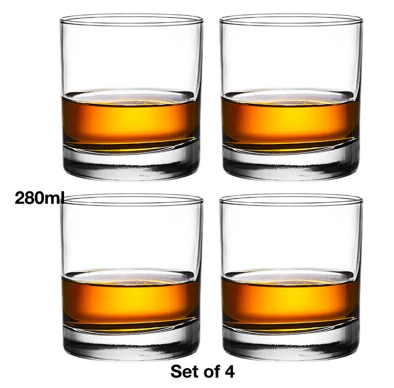 4PCS Fashion Whiskey Glasses, Scotch Whisky, Bourbon, Cocktails, RUM, Durable Whiskey Glasses