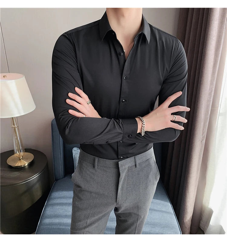 Camisas De Hombre Long Sleeve Shirts For Men Clothing 2026 Business Formal Wear Camisa Social Masculina Slim Fit Chemise Homme