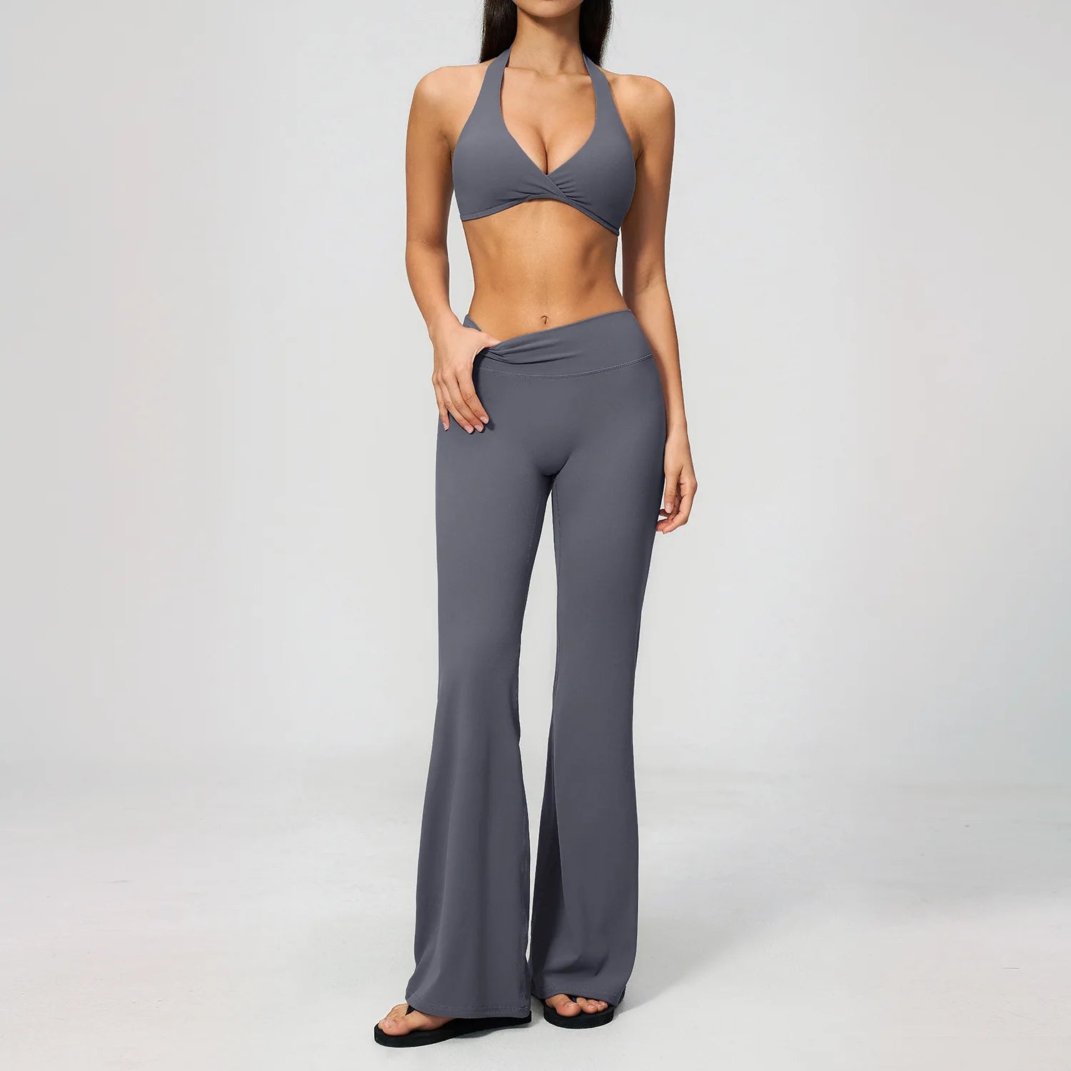Yoga Set Deep V-back Waist Tightening Hip Lifting Fitness Running Set