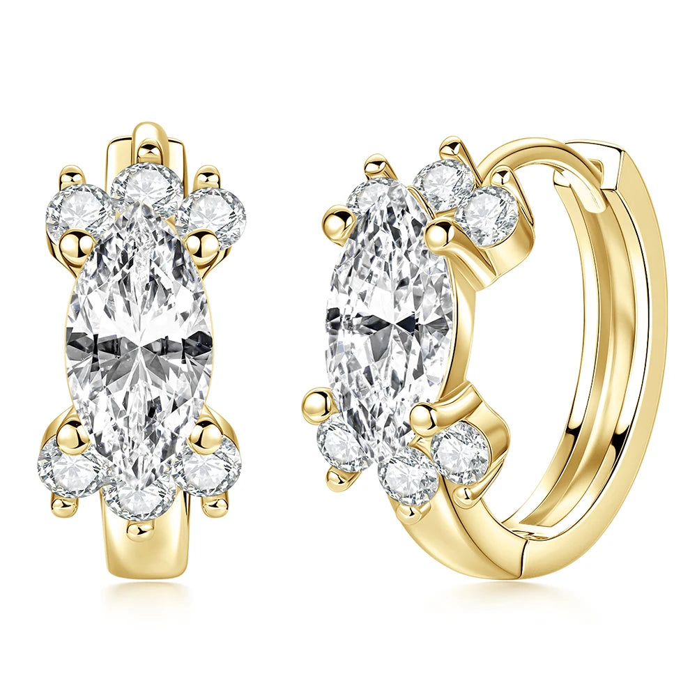 Wholesale Luxury Delicate Hoop Earrings with 14K Gold Filled Featuring 2.2mm Round Moissanite Earrings Marquise Zircon Certified